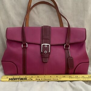 Magenta Leather Bag with  Straps